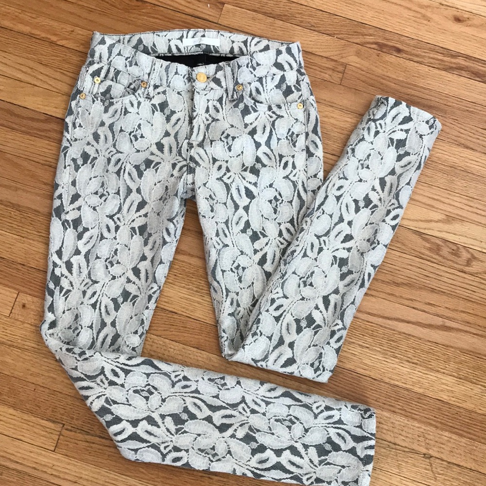 7 for all mankind lace overlay skinny jeans